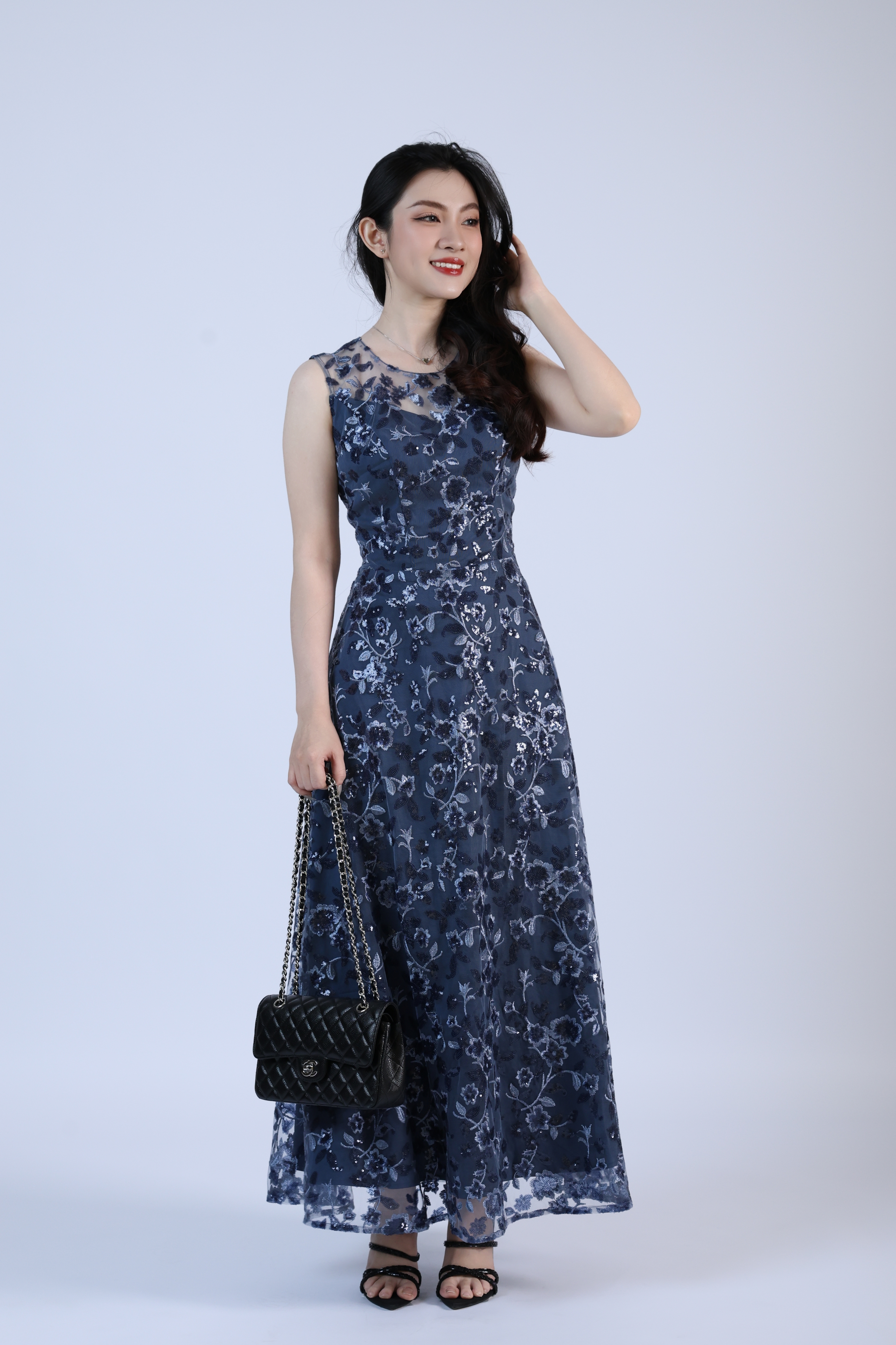 Sleeveless Draped Bust Dress